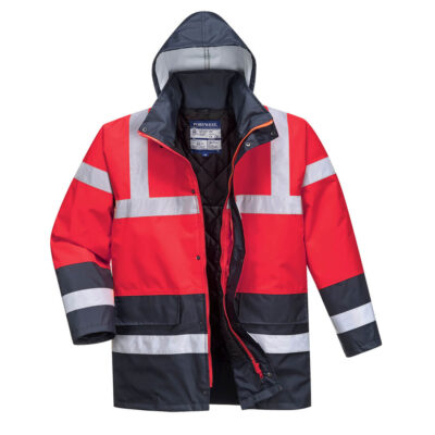 Hi-Vis 2-farvet trafikjakke - Rød/Marine
