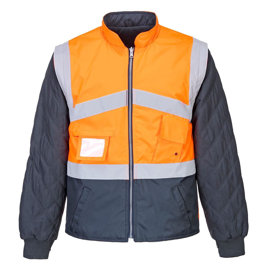 Hi-Vis 2 farvet vendbar jakke - Orange/Marine
