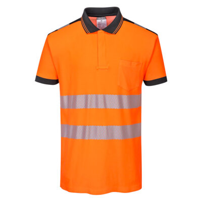 PW3 Hi-Vis Polo-shirt korte ærmer - Orange/Sort