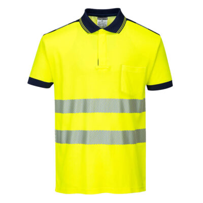 PW3 Hi-Vis Polo-shirt korte ærmer -  Gul/Marine