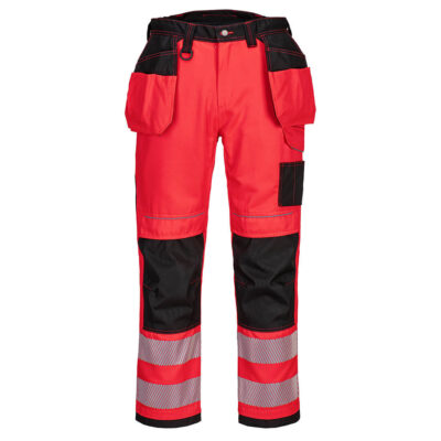 PW3 Hi-Vis Bukser m/ Hængelommer - Rød/Sort