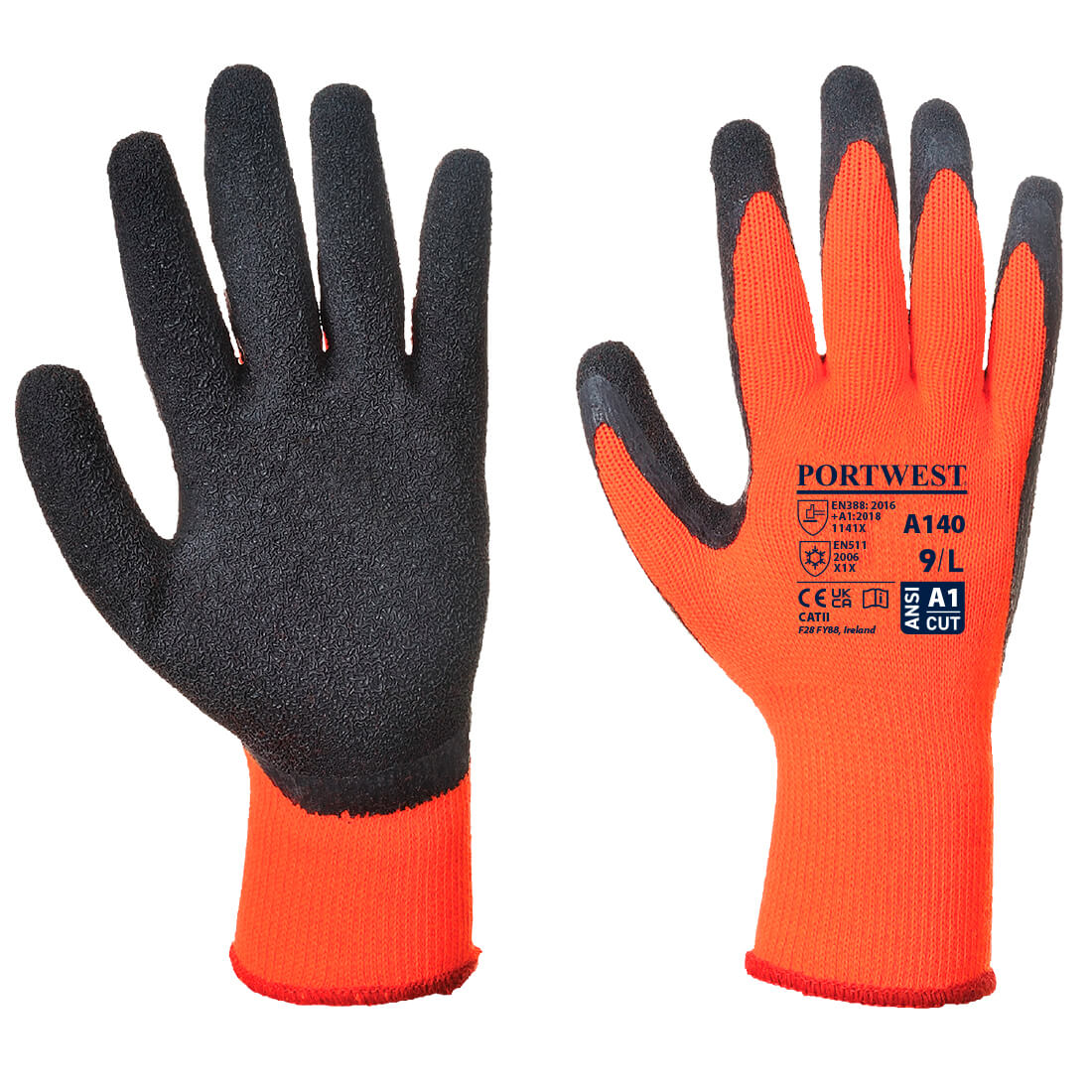 Termal grip handsker - Orange/Sort