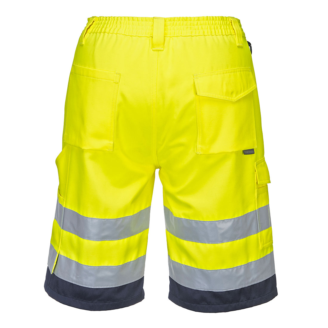 Hi-vis letvægts poly/bomulds shorts - Gul/Marine - Billede 2