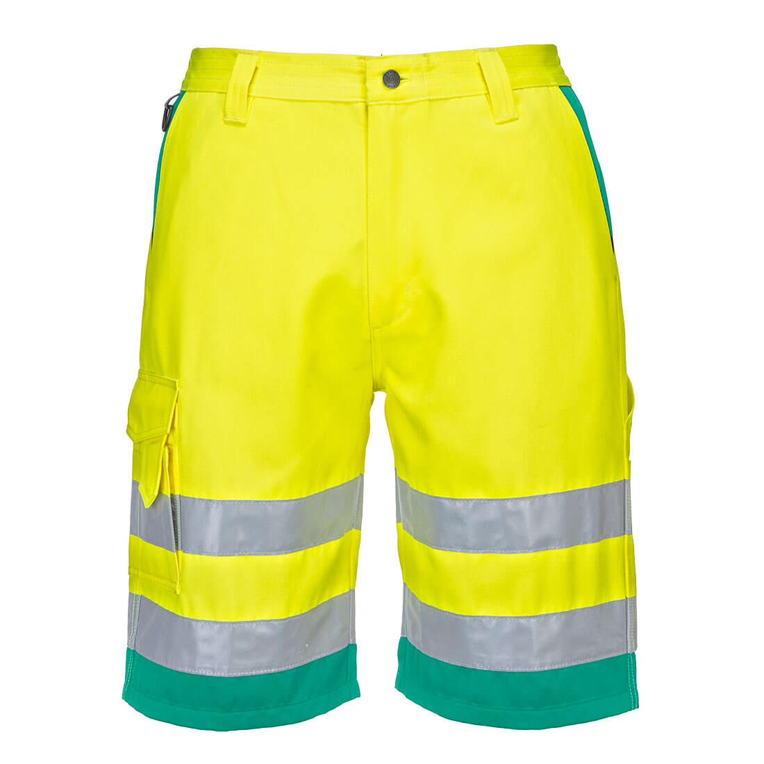 Hi-Vis letvægts poly/bomulds shorts - Gul/Blågrøn