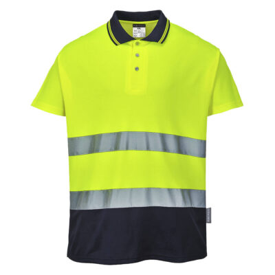 To-farvet bomuld komfort polo - Gul/Marine