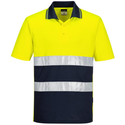 Tofarvet let poloshirts S/S - Gul/Marine