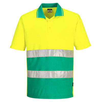 Tofarvet let poloshirts S/S - Gul/Blågrøn