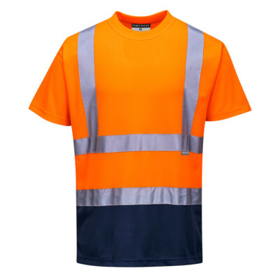 2-farvet T-shirt - Orange/Marine