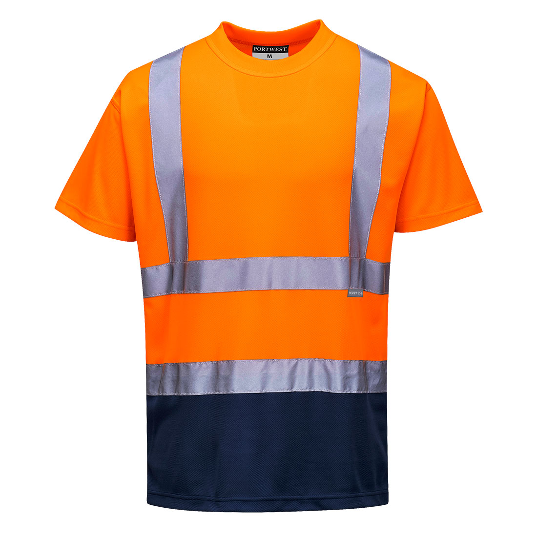 2-farvet T-shirt - Orange/Marine