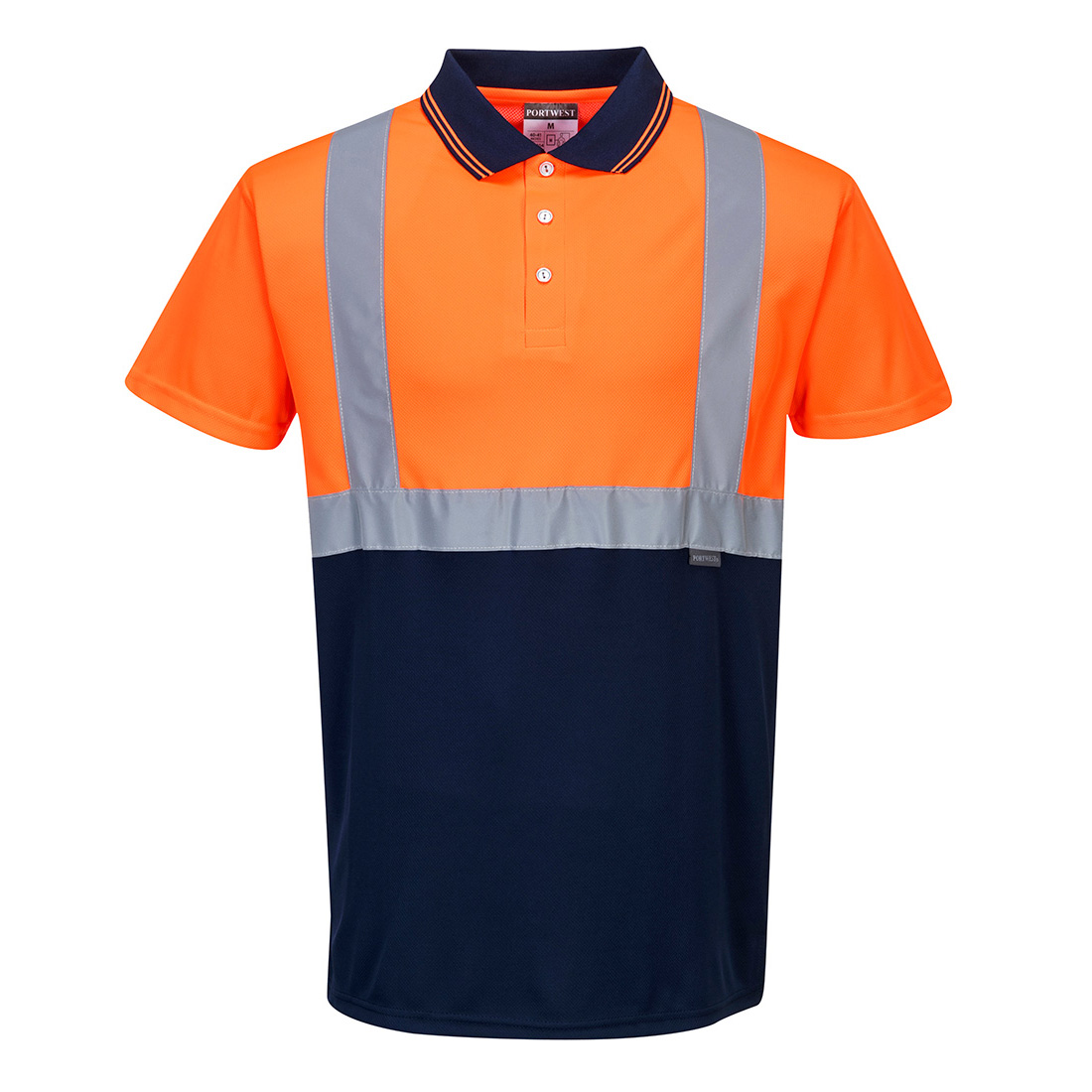 To-farvet polo - Orange/Marine