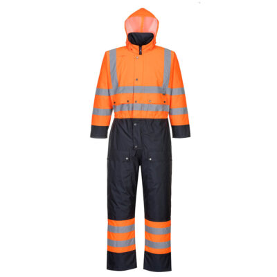Hi-vis 2-farvet foret kedeldragt - Orange/Marine