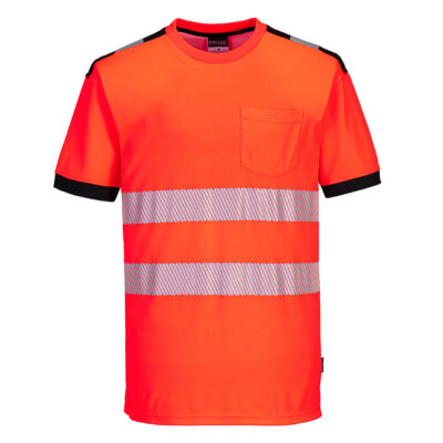 PW3 Hi-Vis t-shirt korte ærmer - Rød/Sort