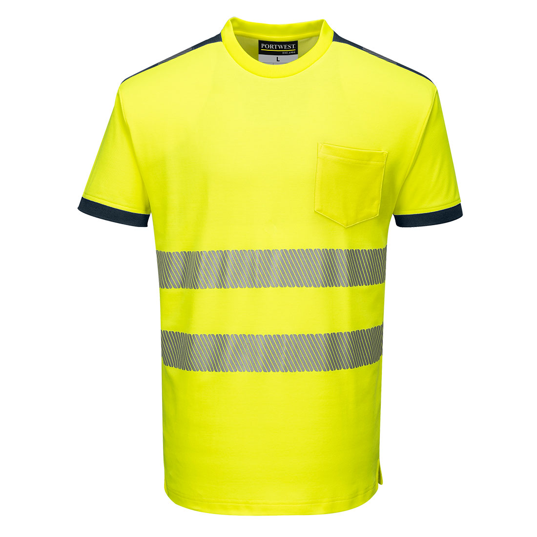 PW3 Hi-Vis t-shirt korte ærmer - Gul/Marine