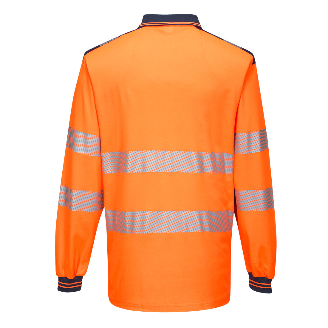 PW3 Hi-Vis langærmet polo - Orange/Marine - Billede 2
