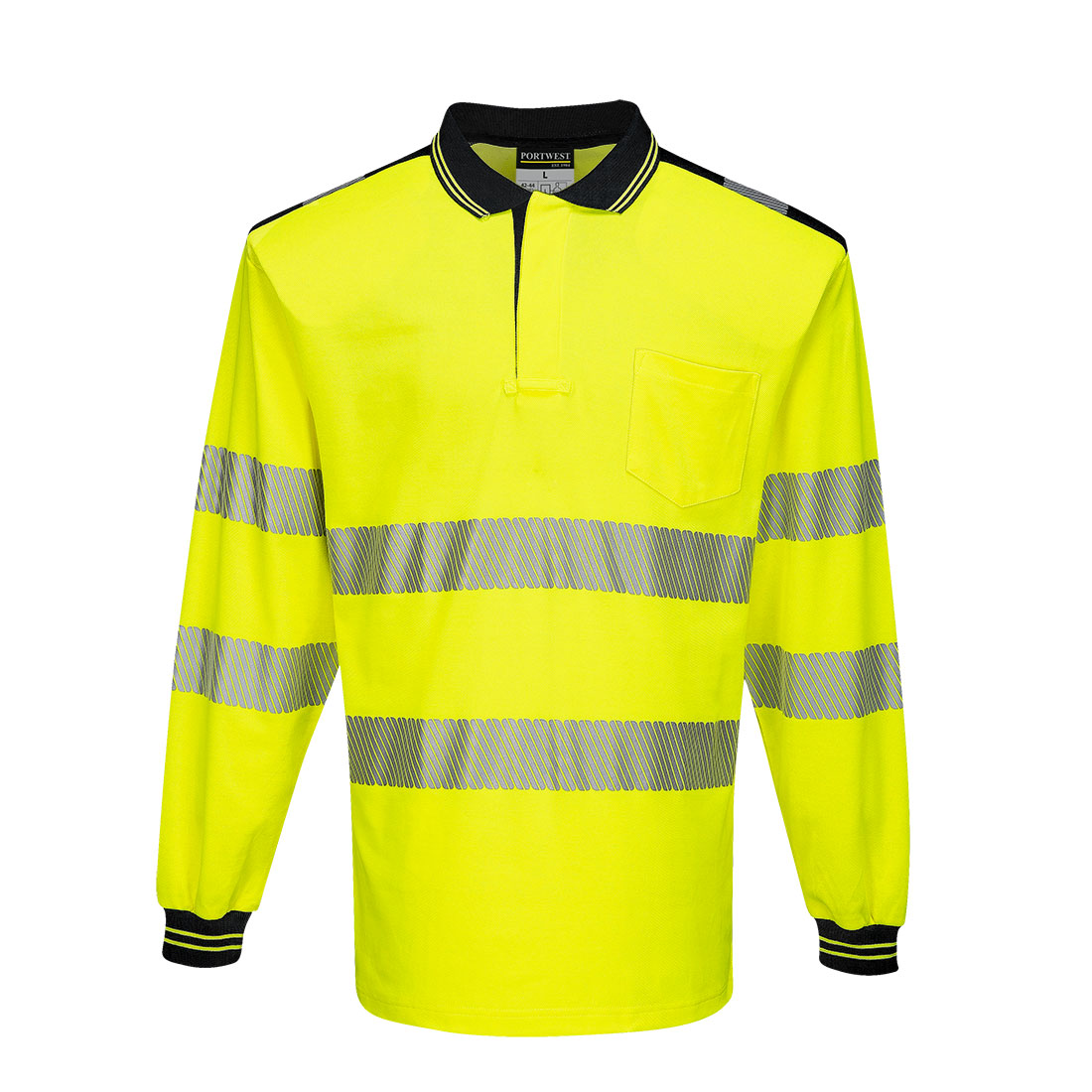 PW3 Hi-Vis langærmet polo - Gul/Sort
