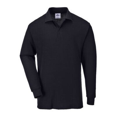 Polo t-shirt m. lange ærmer - Sort