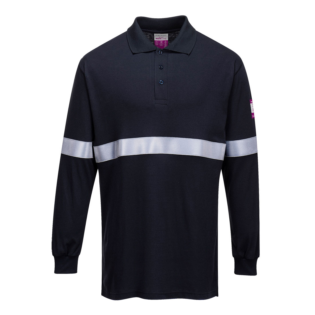 FR Antistatisk langærmet poloshirt med refleks - Gul