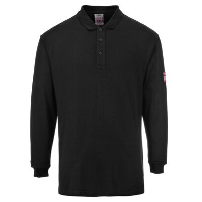 Flammeresident antistatisk langærmet poloshirts - Sort
