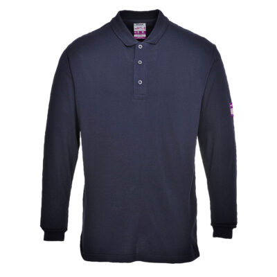 Flammeresident antistatisk langærmet poloshirts - Marine