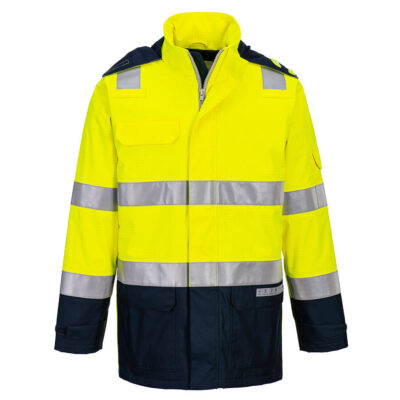 Bizflame regn+ hi-vis let Arc jakke Gul/Marine