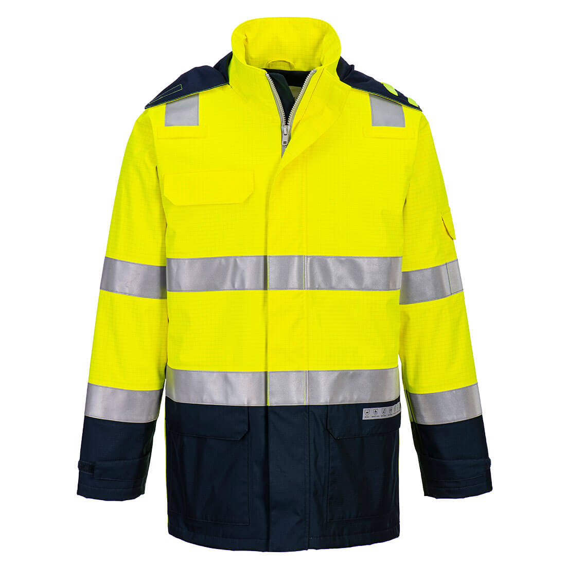 Bizflame regn+ hi-vis let Arc jakke Gul/Marine