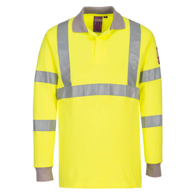 FR Antistatisk hi-vis langærmet poloshirt - Gul