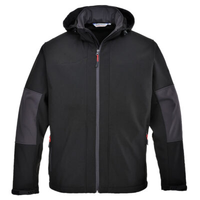 Softshell med hætte (3-lags) - Sort