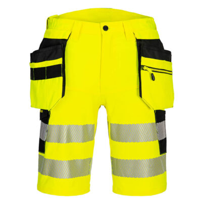 DX4 hi-vis hængelomme shorts - Gul/Sort