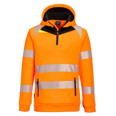 DX4 Hi-Vis hættetrøje med 1/4 lynlås - Orange/Sort