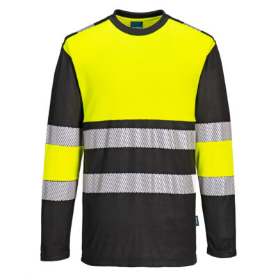 PW3 hi-vis kl. 1 T-shirt m- lange ærmer - Gul/Sort