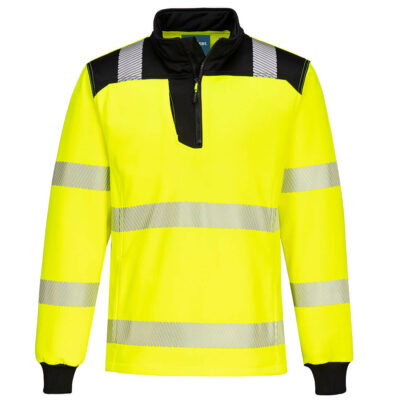 PW3 hi-vis sweatshirt med kort lynlås - Gul/Sort
