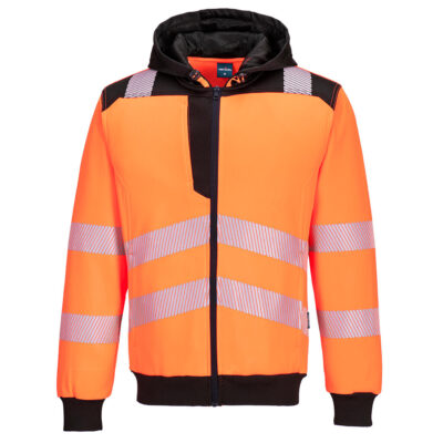 W3 hi-vis hættetrøje med lynlås - Orange/Sort