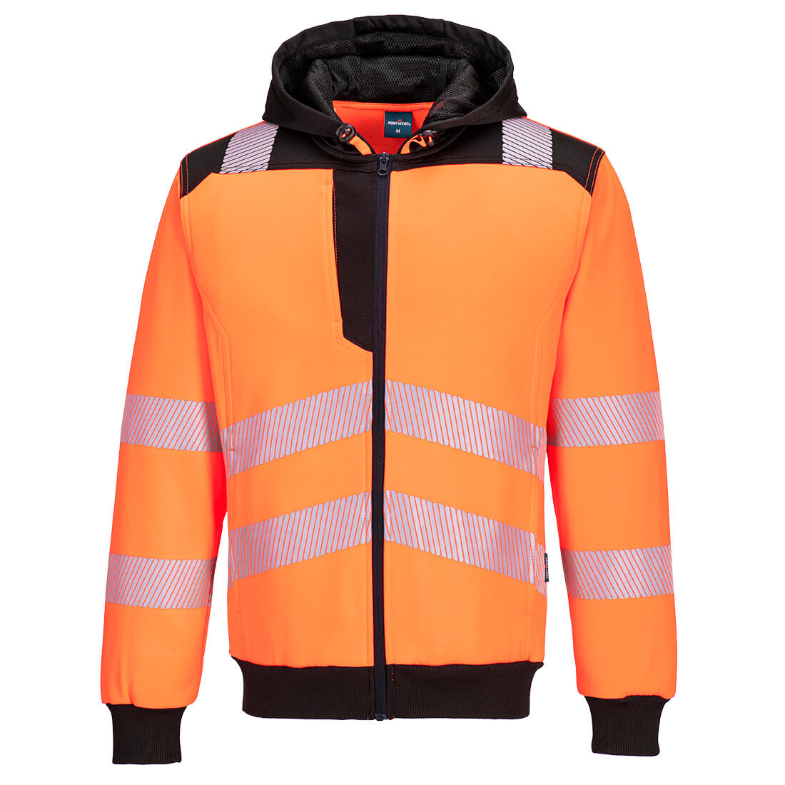 W3 hi-vis hættetrøje med lynlås - Orange/Sort
