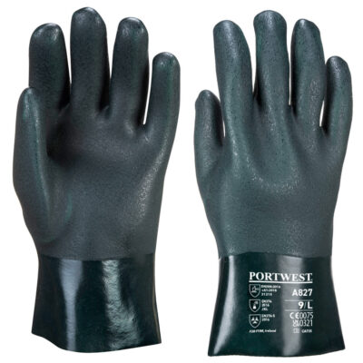 Dobbelt dyppet PVC handske 27cm - Grøn