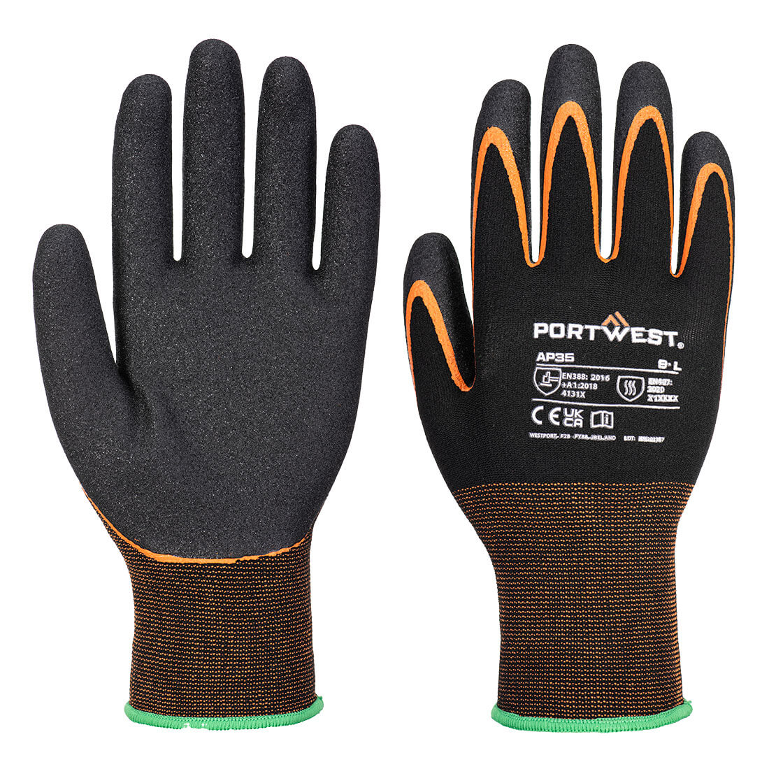 Grip 15 Nitril dobbelt dyppet handske - Sort/Orange