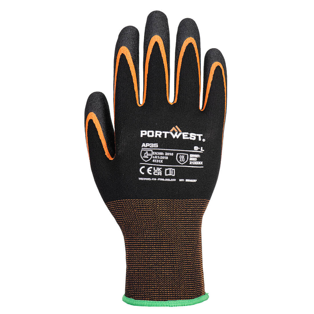 Grip 15 Nitril dobbelt dyppet handske - Sort/Orange - Billede 2