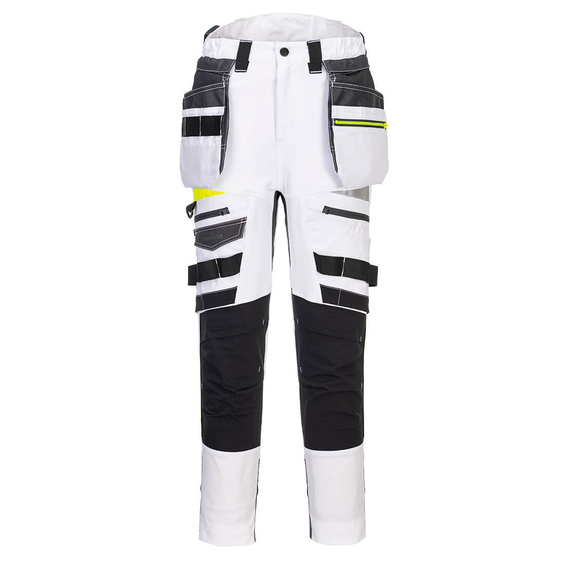 DX4 hi-vis bukser med aftagelige hængelommer - Hvid