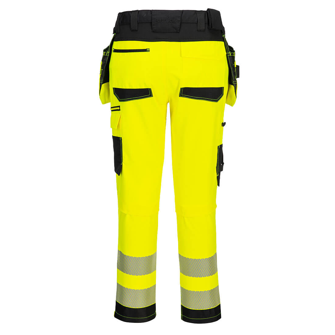 DX4 hi-vis arbejdsbukser med aftagelige hængelommer - Gul/Sort - Billede 2