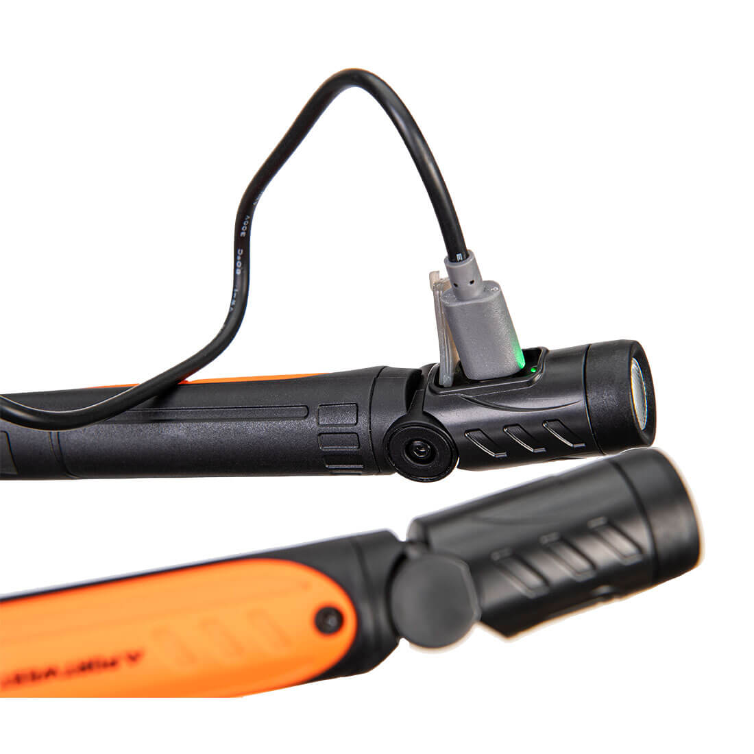 USB Genopladelige LED nakkelygte - Sort/Orange - Billede 2
