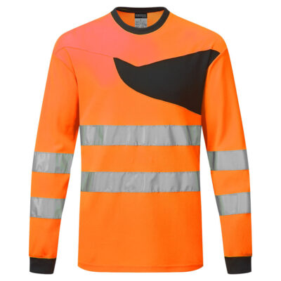 PW2 hi-vis langærmet t-shirt - Orange/Sort