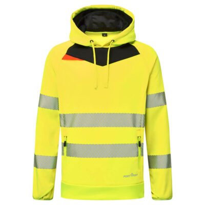 DX4 Hi-Vis sweatshirt med tragtformet hals og lynlås - Gul/Sort