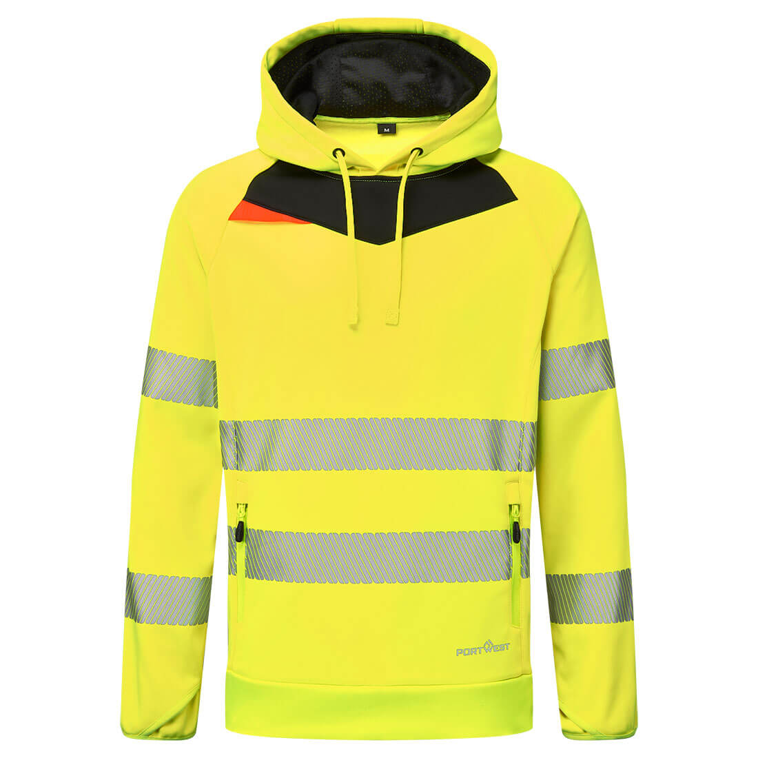 DX4 Hi-Vis sweatshirt med tragtformet hals og lynlås - Gul/Sort