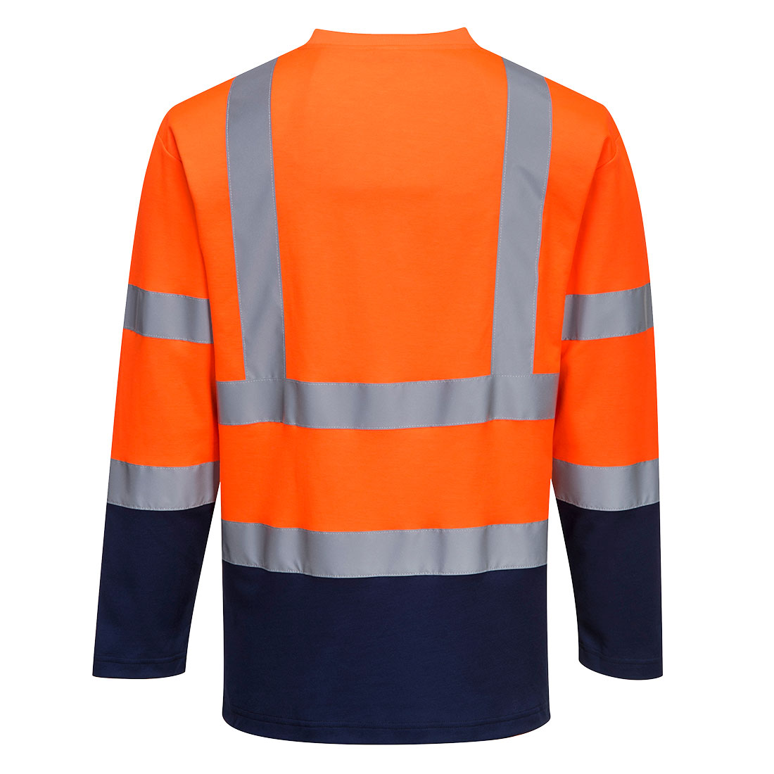2 farvet langærmet bomulds t-shirts - Orange/Marine - Billede 2