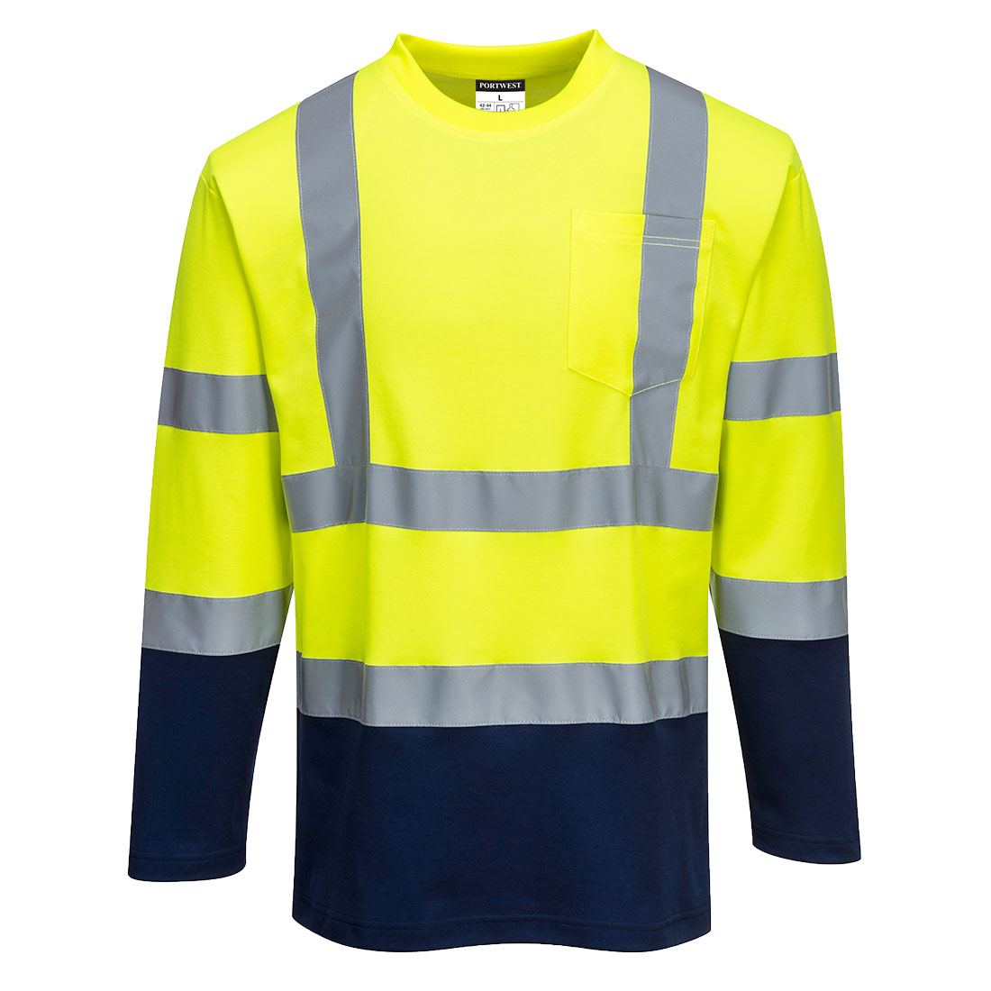 2 farvet langærmet bomulds t-shirts - Gul/Marine