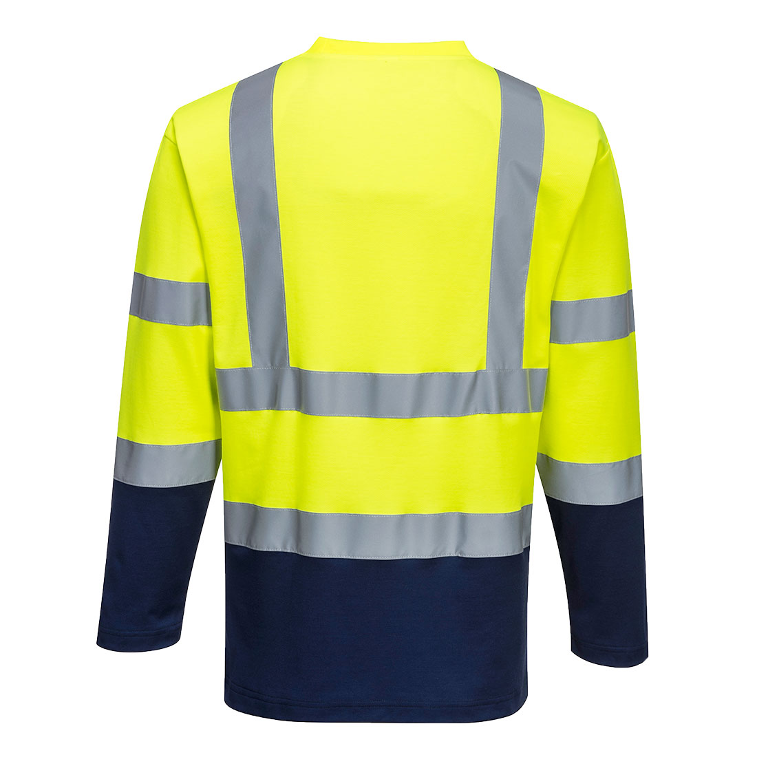 2 farvet langærmet bomulds t-shirts - Gul/Marine - Billede 2