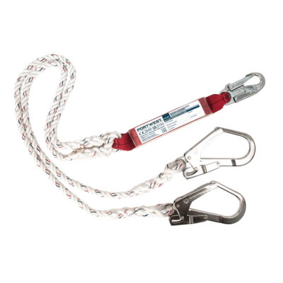 Dobblet Lanyard med falddæmper - Hvid