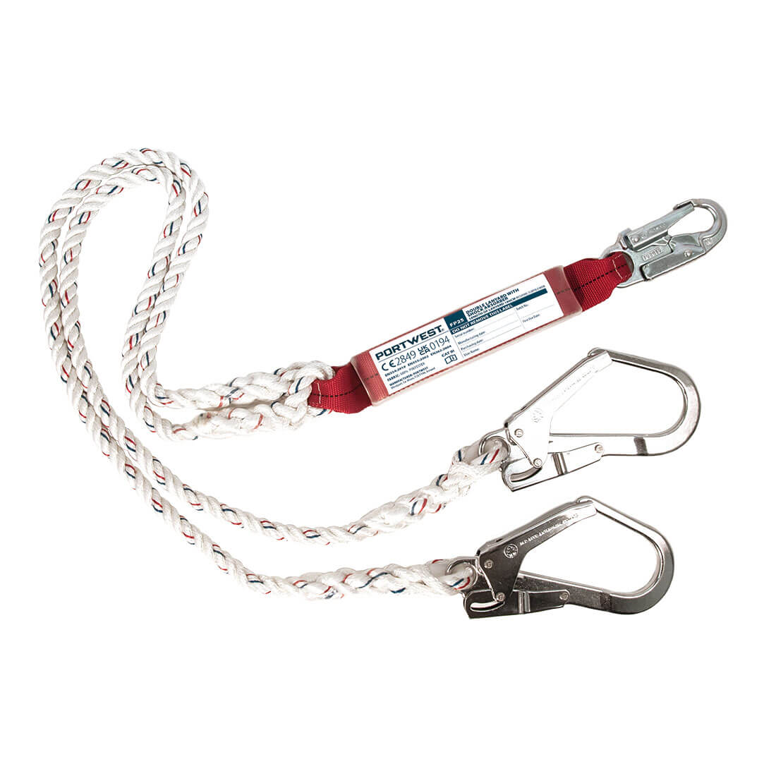 Dobblet Lanyard med falddæmper - Hvid