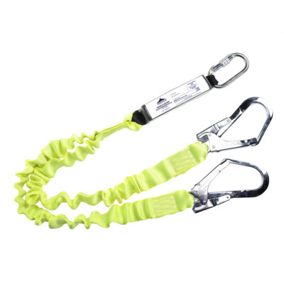 Dobbelt elastisk lanyard med falddæmper - Gul