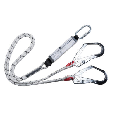 Kernmantle Dobbelt Lanyard med falddæmper - Hvid
