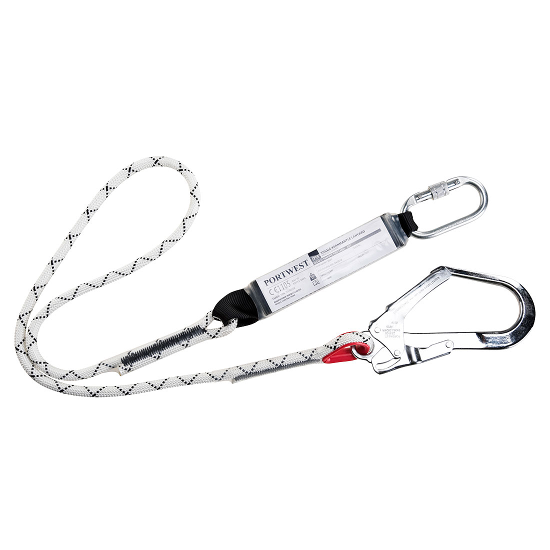 Enkelt Kernmantle Lanyard med falddæmper - Hvid